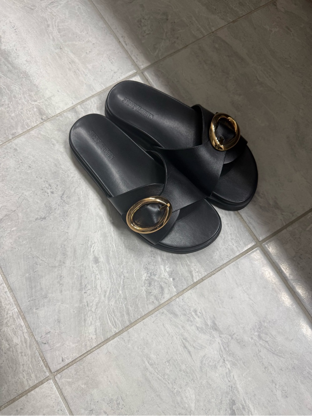 Steve Madden Gold Buckle Sandals (size 9.5)